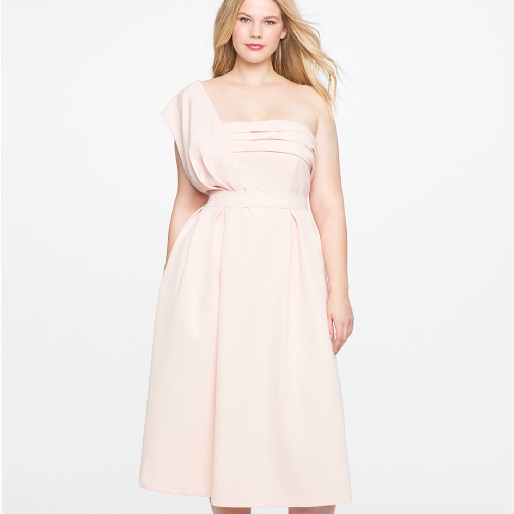 Eloquii One Shoulder Blush Pink dress